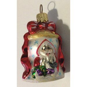 VINTAGE CHRISTOPHER RADKO ORNAMENT NICK O BELL SANTA WHITE RED 3”